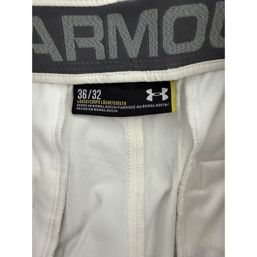 Under Armour Loose Fit White Golf Pants Men's 36x32 Flat Front Chino Style - Picture 3 of 5